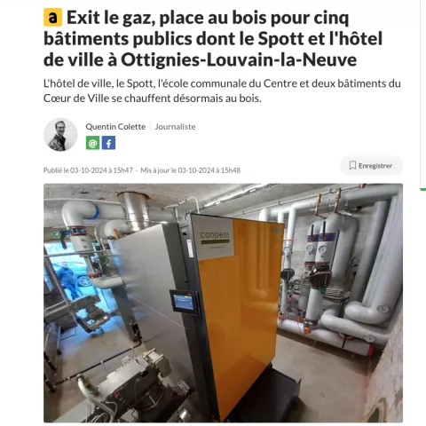 Exit le gaz, place au bois pour cinq bâtiments publics dont le Spott et l'hôtel de ville à Ottignies-Louvain-la-Neuve