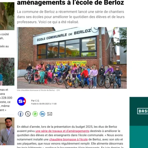 SudInfo - Installation d’une chaudière biomasse, rénovation de la cour, remplacement du revêtement de sol... : de nouveaux aménagements à l’école de Berloz