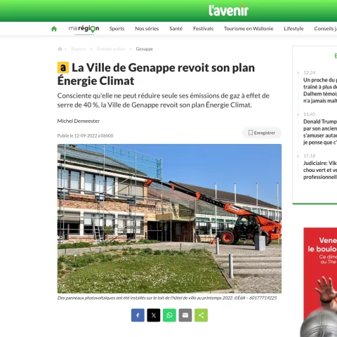 L'Avenir - La Ville de Genappe revoit son plan Énergie Climat